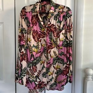 Free People Pink Tropical Blouse